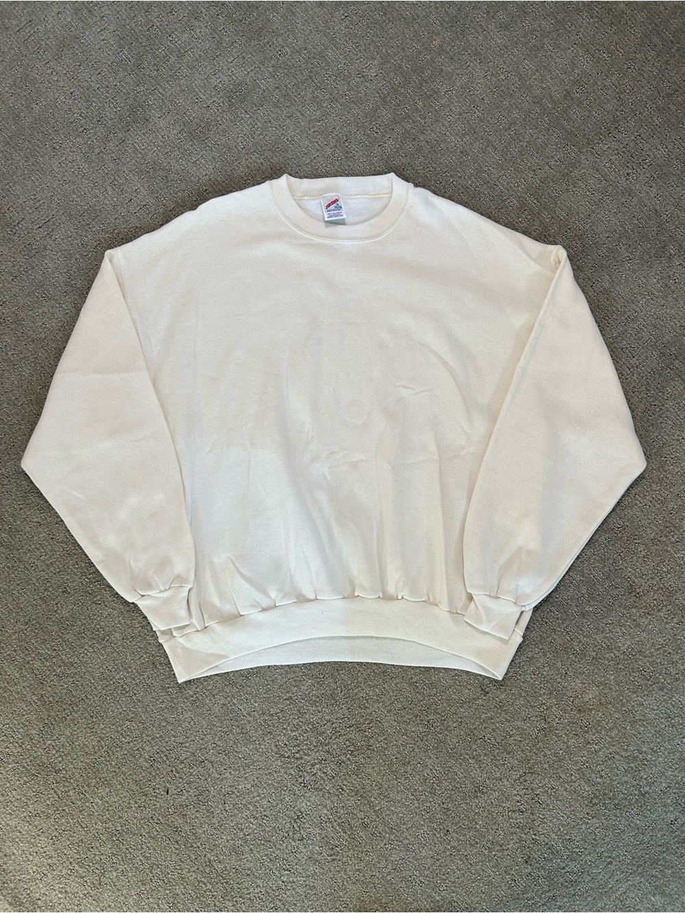 Vintage Jerzees Sweatshirt Mens Medium White Fleece Crewneck Pullover Blank USA